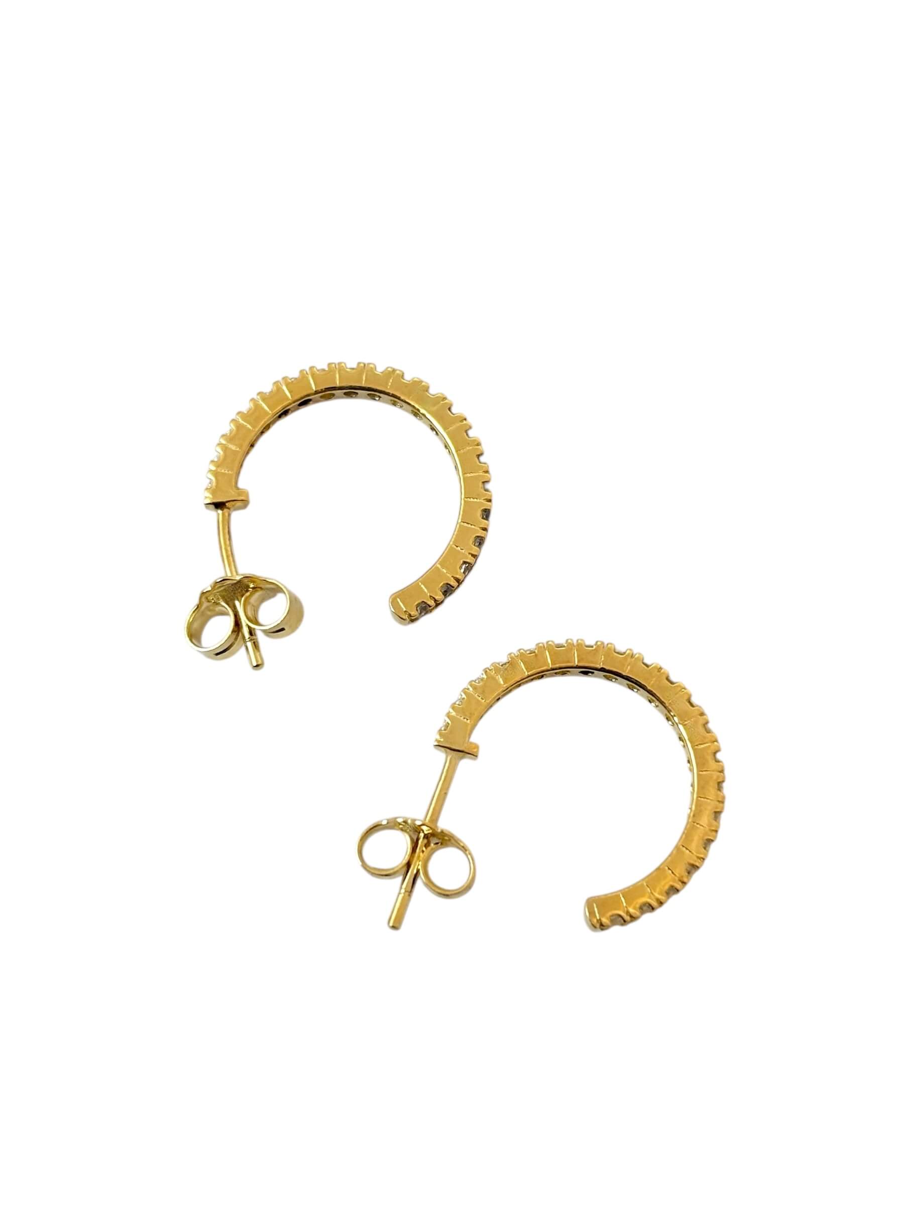 Χρυσά κρικάκια με πέτρες ζιργκόν και κούμπωμα πεταλούδα , κ14 - Image 3