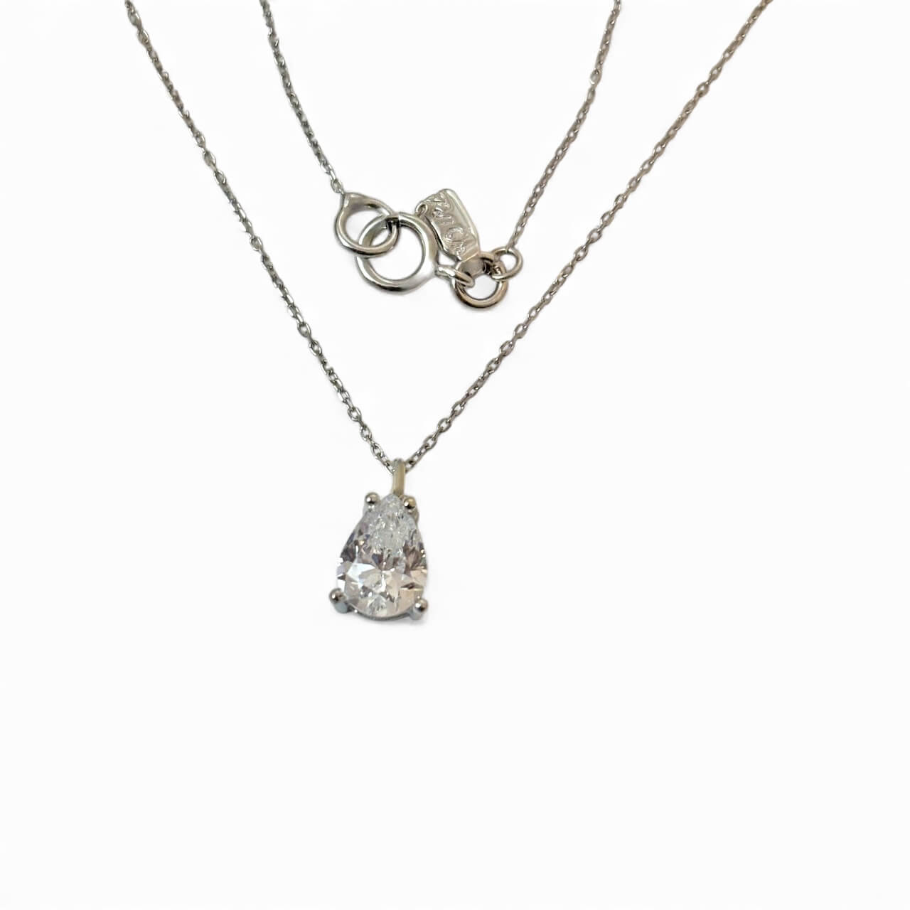 Λευκόχρυσο μενταγιόν μονοπετράκι σε σχήμα δάκρυ με πέτρα ζιργκόν , κ14 - Image 3