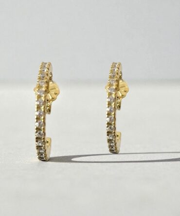 Χρυσά κρικάκια με πέτρες ζιργκόν και κούμπωμα πεταλούδα , κ14