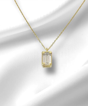 Χρυσό μενταγιόν μονοπετράκι baguette style με πέτρα ζιργκόν , κ14