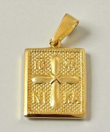 Χρυσό κωσταντινάτο για νεογέννητο unisex σε ορθογώνιο σχήμα , κ14