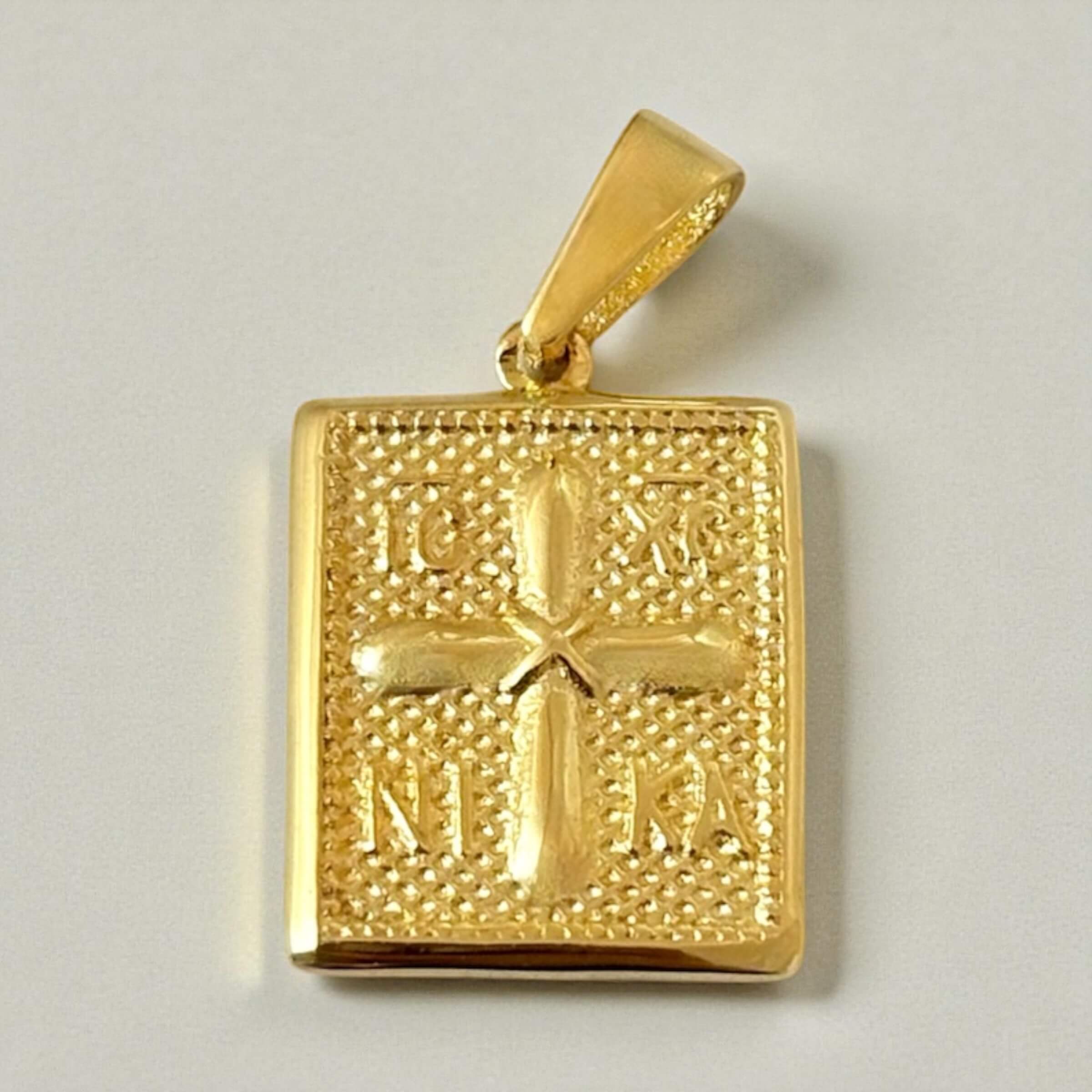 Χρυσό κωσταντινάτο για νεογέννητο unisex σε ορθογώνιο σχήμα , κ14