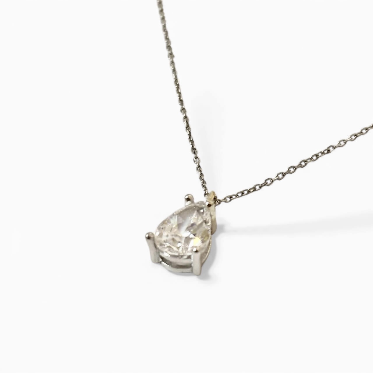 Λευκόχρυσο μενταγιόν μονοπετράκι σε σχήμα δάκρυ με πέτρα ζιργκόν , κ14 - Image 2