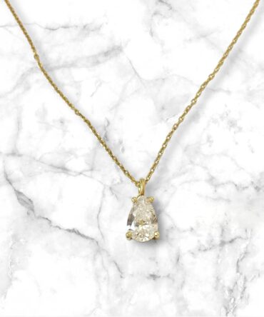 Χρυσό μενταγιόν μονοπετράκι σε σχήμα δάκρυ με πέτρα ζιργκόν , κ14