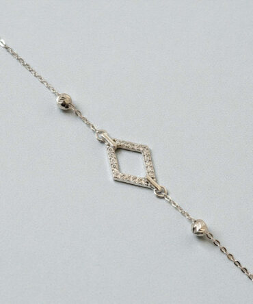 Λευκόχρυσο βραχιόλι σε σχήμα ρόμβου και πέτρες ζιργκόν , κ14