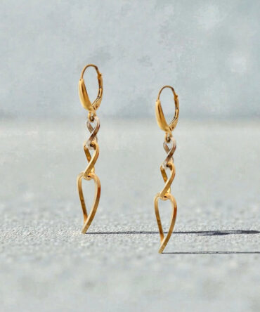 Δίχρωμα σκουλαρίκια με διαδοχικά κρικάκια κρεμαστά στο αυτί , κ14