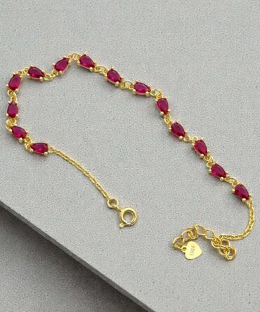 Επιχρυσωμένο βραχιόλι τύπου Ριβιέρα με πέτρες ζιργκόν από ασήμι 925