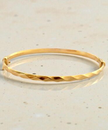 Χρυσή γυναικεία χειροπέδα κυματιστή- σταθερή- ανοιγόμενη ,κ14