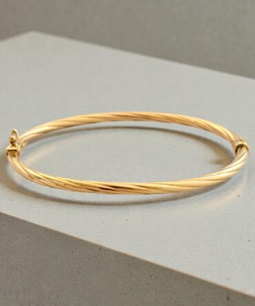 Χρυσή γυναικεία χειροπέδα στριφτή- σταθερή- ανοιγόμενη ,κ14