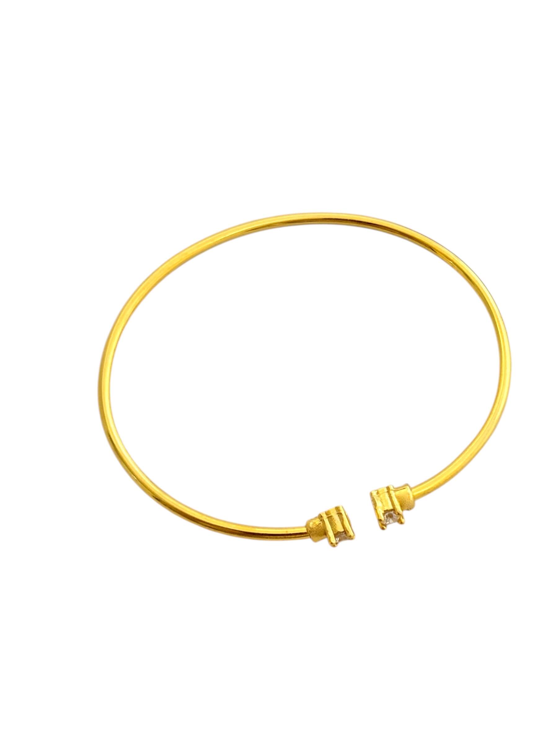 Επιχρυσωμένη γυναικεία χειροπέδα με πέτρες ζιργκόν από ασήμι 925 - Image 3