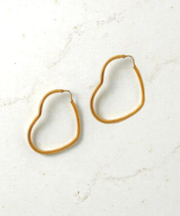 Χρυσοί κρίκοι σε σχήμα καρδιάς και λουστράτη επιφάνεια , κ14