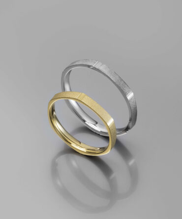 Χρυσές ή λευκόχρυσες βέρες γάμου με γωνίες και ματ επιφάνεια , κ14