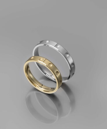 Χρυσές ή λευκόχρυσες βέρες γάμου με στρογγυλά ανοίγματα στο εσωτερικό διαδοχικά της βέρας , κ14