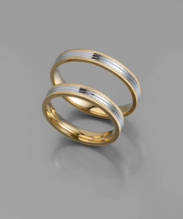 Δίχρωμες βέρες γάμου με εσωτερική λευκόχρυση επιφάνεια και χρυσή εξωτερική , κ14