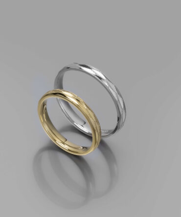 Χρυσές ή λευκόχρυσες βέρες γάμου με τρισδιάστατο σχεδιασμό εσωτερικά και διαμαντάρισμα , κ14