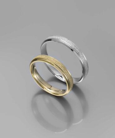 Χρυσές ή λευκόχρυσες βέρες γάμου με διαμαντάρισμα και κοκκίδωση , κ14