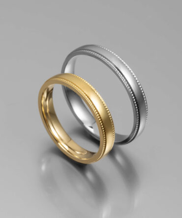 Χρυσές βέρες γάμου με λουστράτη επιφάνεια και σχέδιο στην εξωτερική επιφάνεια , κ14