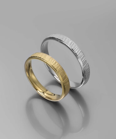 Χρυσές ή λευκόχρυσες βέρες γάμου με γραμμωτή ματ εσωτερική επιφάνεια , κ14
