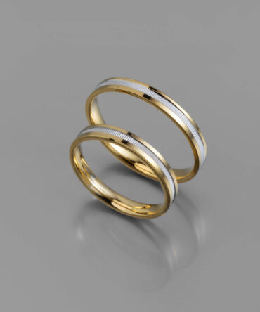 Δίχρωμες βέρες γάμου με λευκόχρυσες γραμμές στο εσωτερικό λούκι, κ14