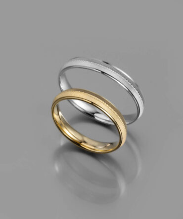 Χρυσές ή λευκόχρυσες βέρες γάμου με μια εσωτερική γραμμή με κοκκίδωση, κ14