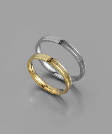 Χρυσές ή λευκόχρυσες βέρες γάμου με χαραγμένες γραμμές εσωτερικά και λουστράτη επιφάνεια εξωτερικά ,κ14