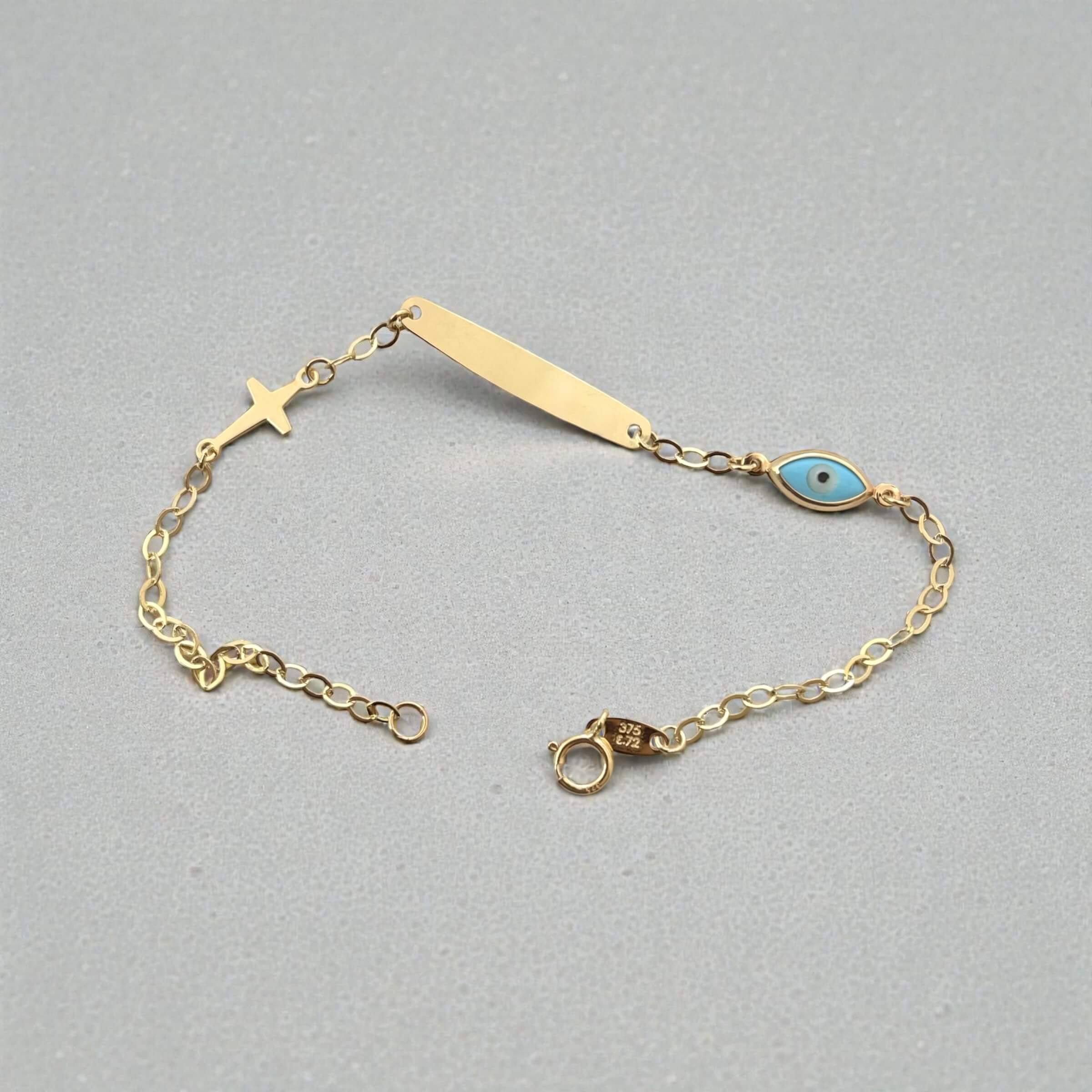 Χρυσή ταυτότητα για νεογέννητο unisex με σταυρουδάκι-ματάκι , κ9