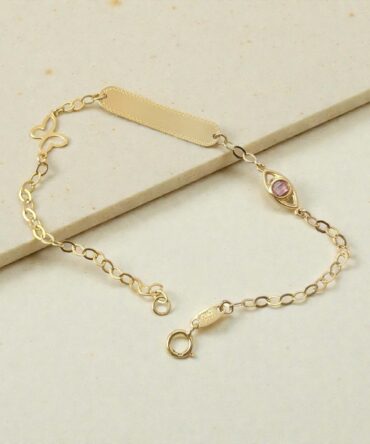 Χρυσή ταυτότητα για νεογέννητο κοριτσάκι με ματάκι-πεταλουδίτσα , κ9