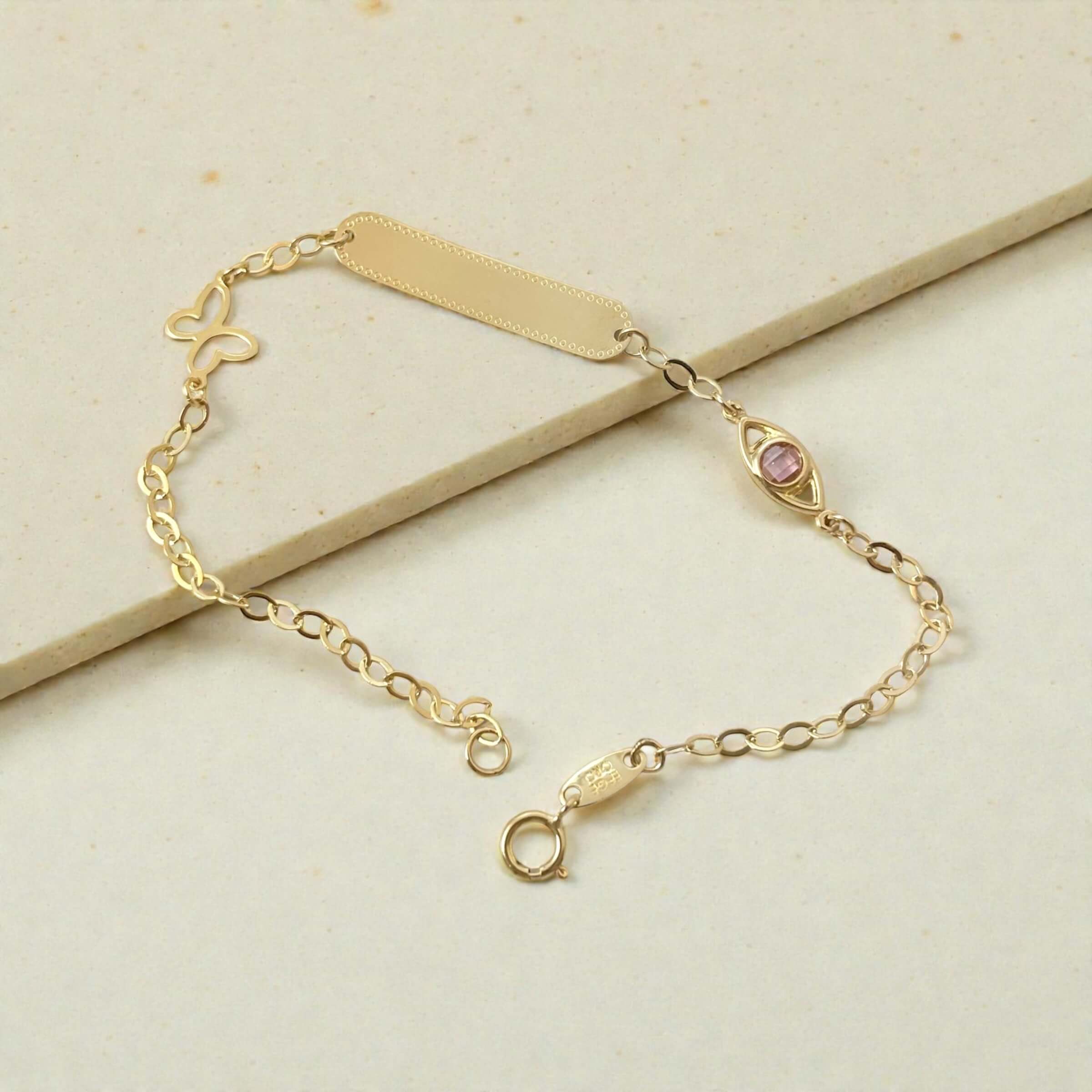 Χρυσή ταυτότητα για νεογέννητο κοριτσάκι με ματάκι-πεταλουδίτσα , κ9