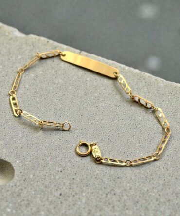 Χρυσή ταυτότητα για νεογέννητο unisex με αλυσιδάκι σχήματος θήτα , κ9