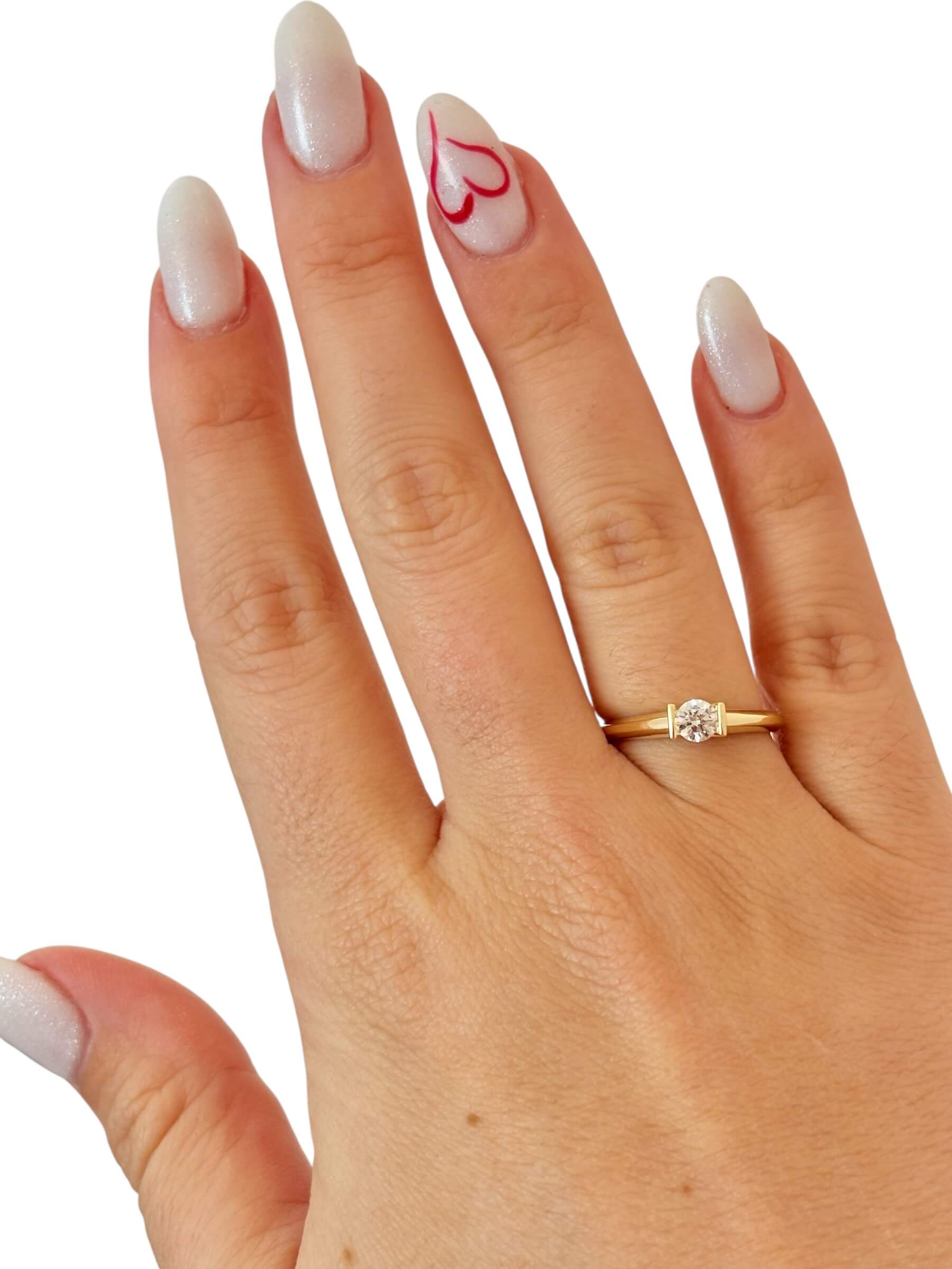 Χρυσό μονόπετρο δαχτυλίδι με πέτρα ζιργκόν , κ9 - Image 2