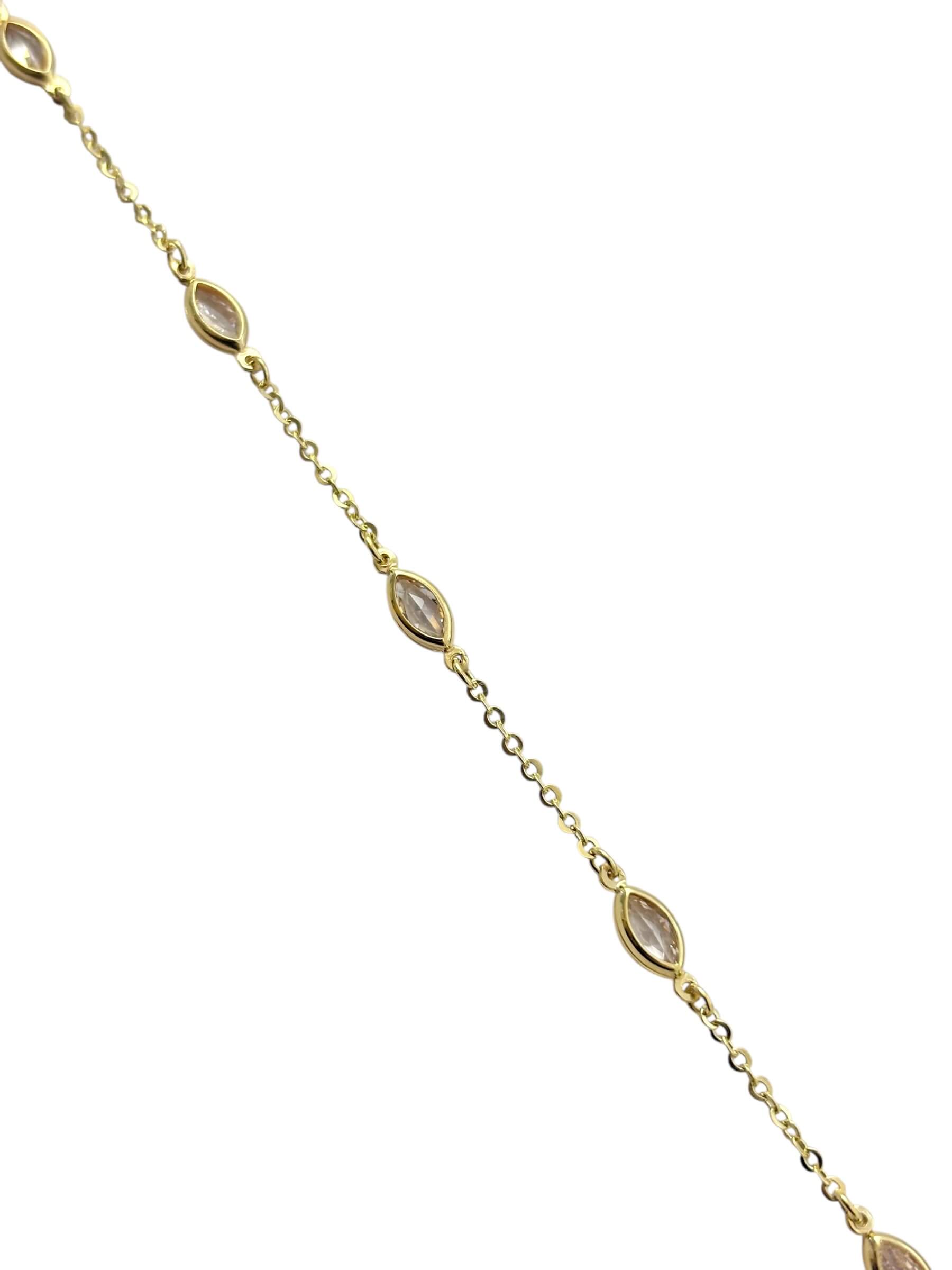 Χρυσό γυναικείο βραχιόλι με λευκές πέτρες ζιργκόν σε σχήμα δάκρυ , κ9 - Image 2