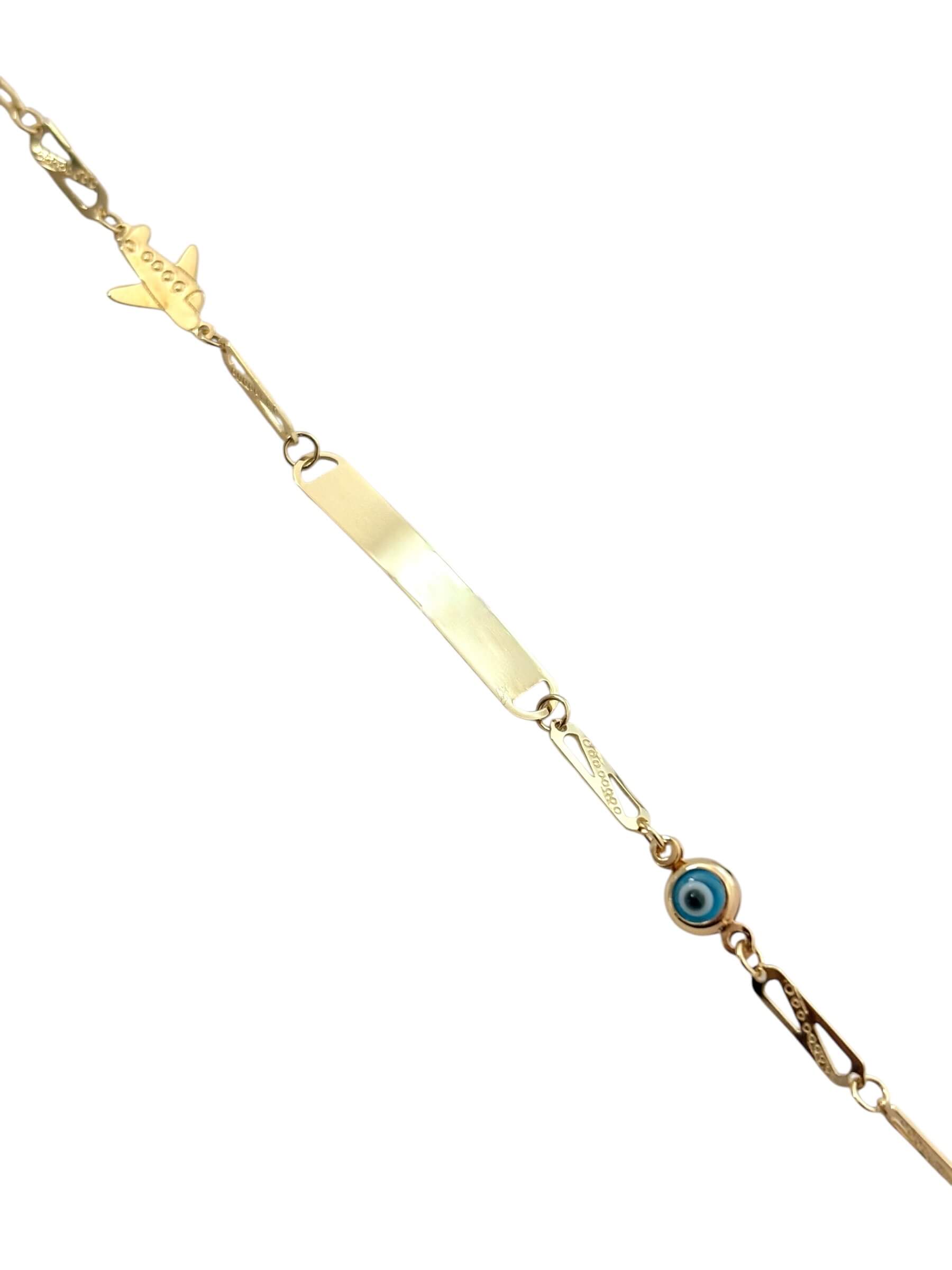 Χρυσή ταυτότητα για νεογέννητο αγοράκι με αεροπλανάκι-ματάκι , κ9 - Image 2