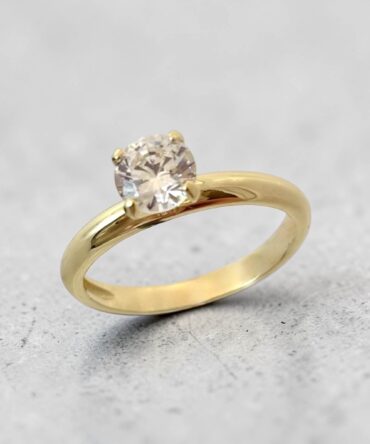 Χρυσό μονόπετρο δαχτυλίδι με πέτρα ζιργκόν , κ9