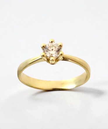 Χρυσό μονόπετρο δαχτυλίδι με πέτρα ζιργκόν  , κ9