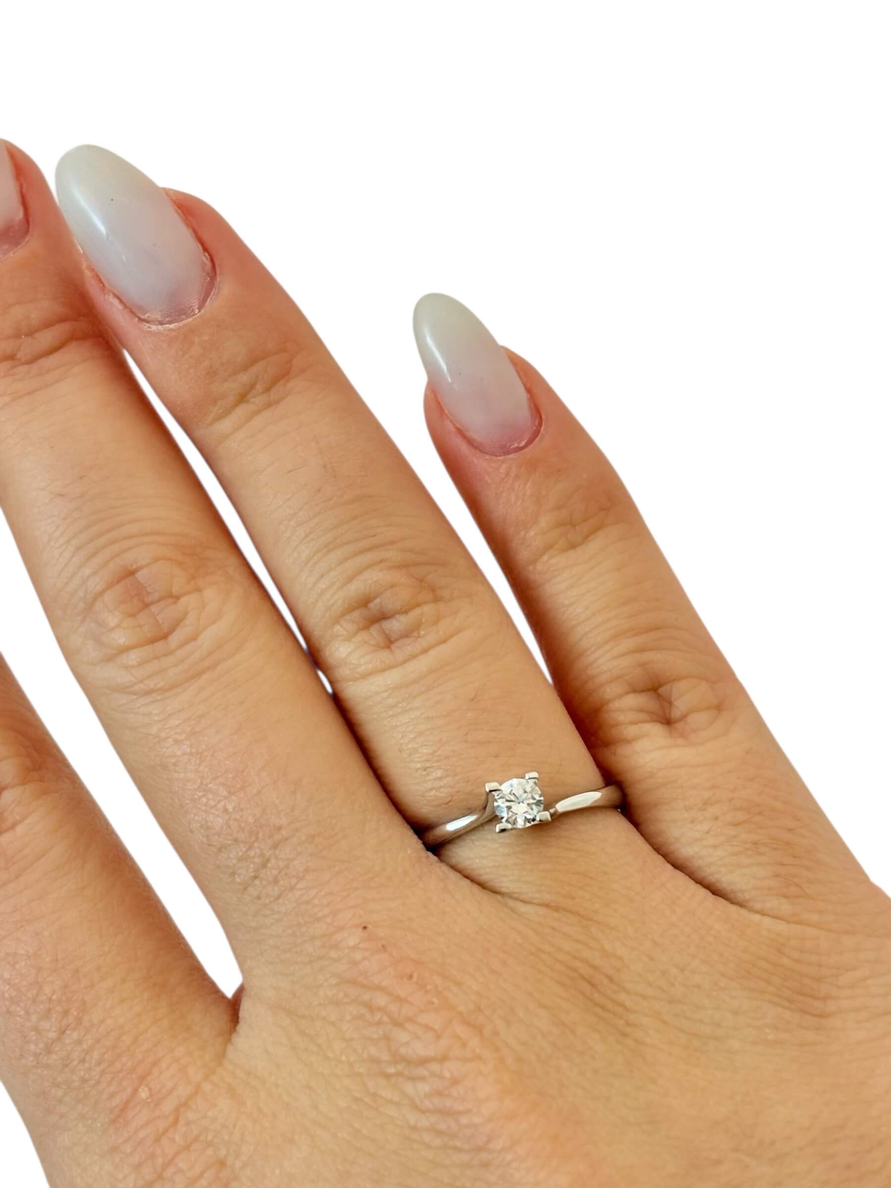 Λευκόχρυσο μονόπετρο δαχτυλίδι στυλ φλόγα με πέτρα ζιργκόν , κ14 - Image 2