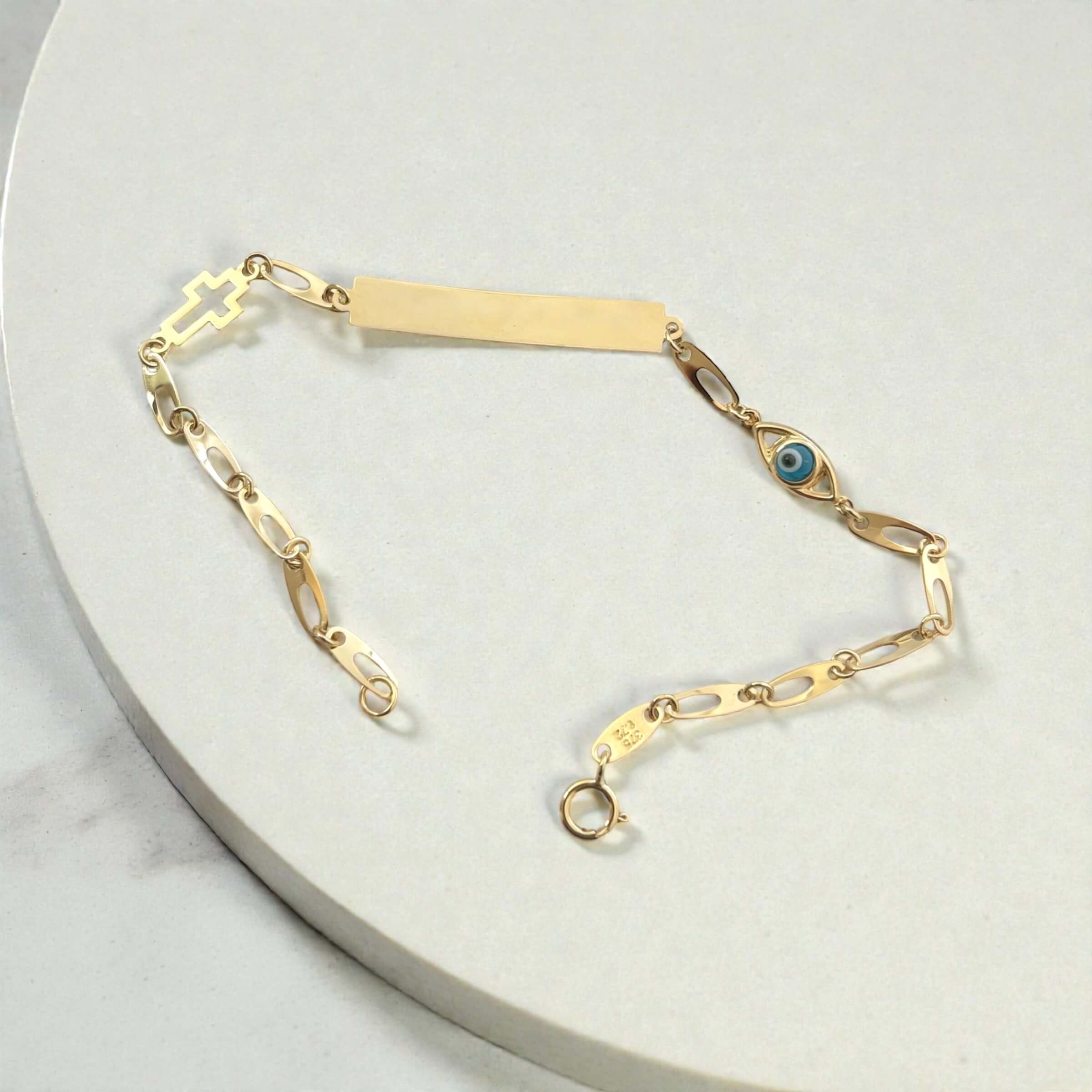 Χρυσή ταυτότητα για νεογέννητο unisex με σταυρουδάκι-ματάκι , κ9