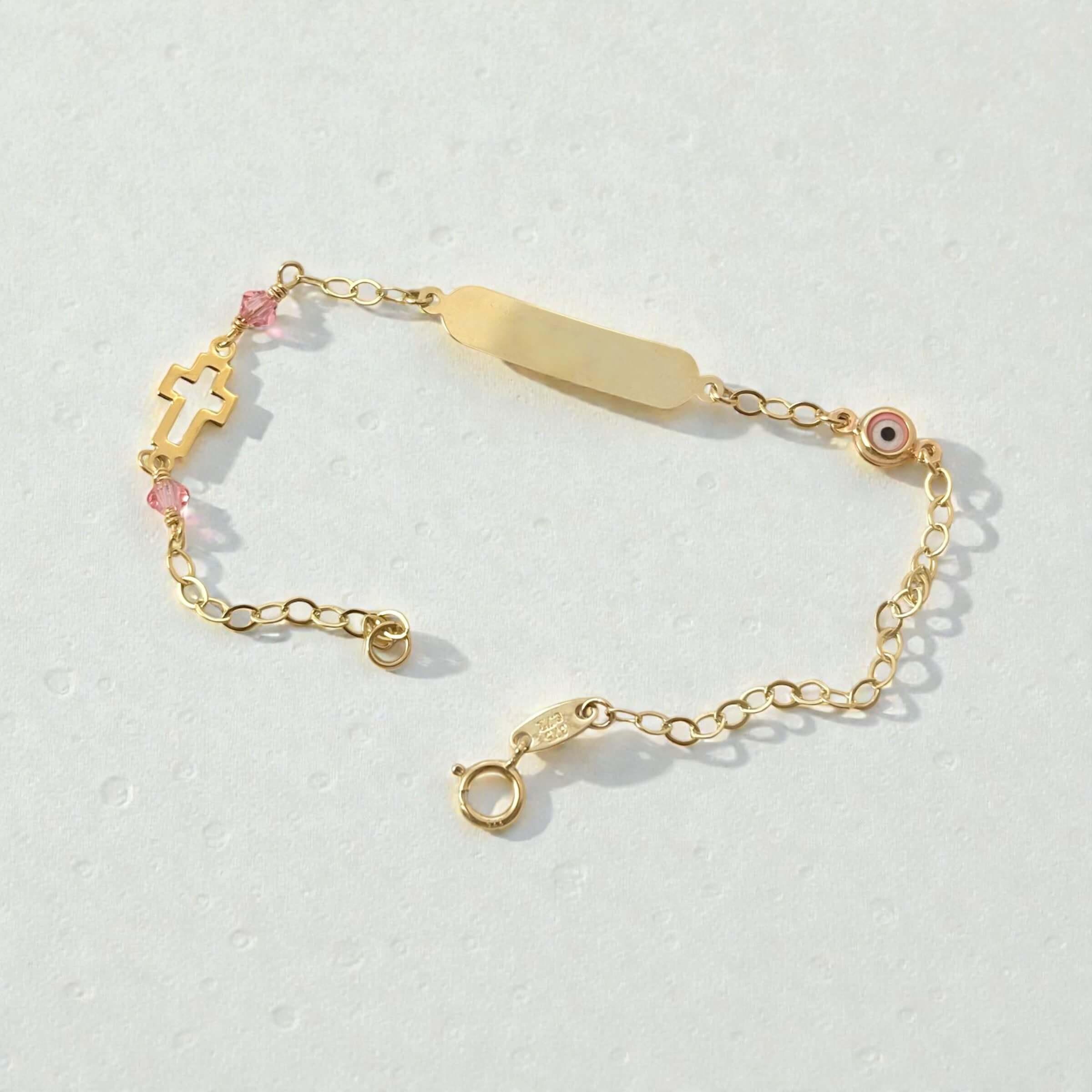 Χρυσή ταυτότητα για νεογέννητο κοριτσάκι με ματάκι-σταυρουδάκι , κ9