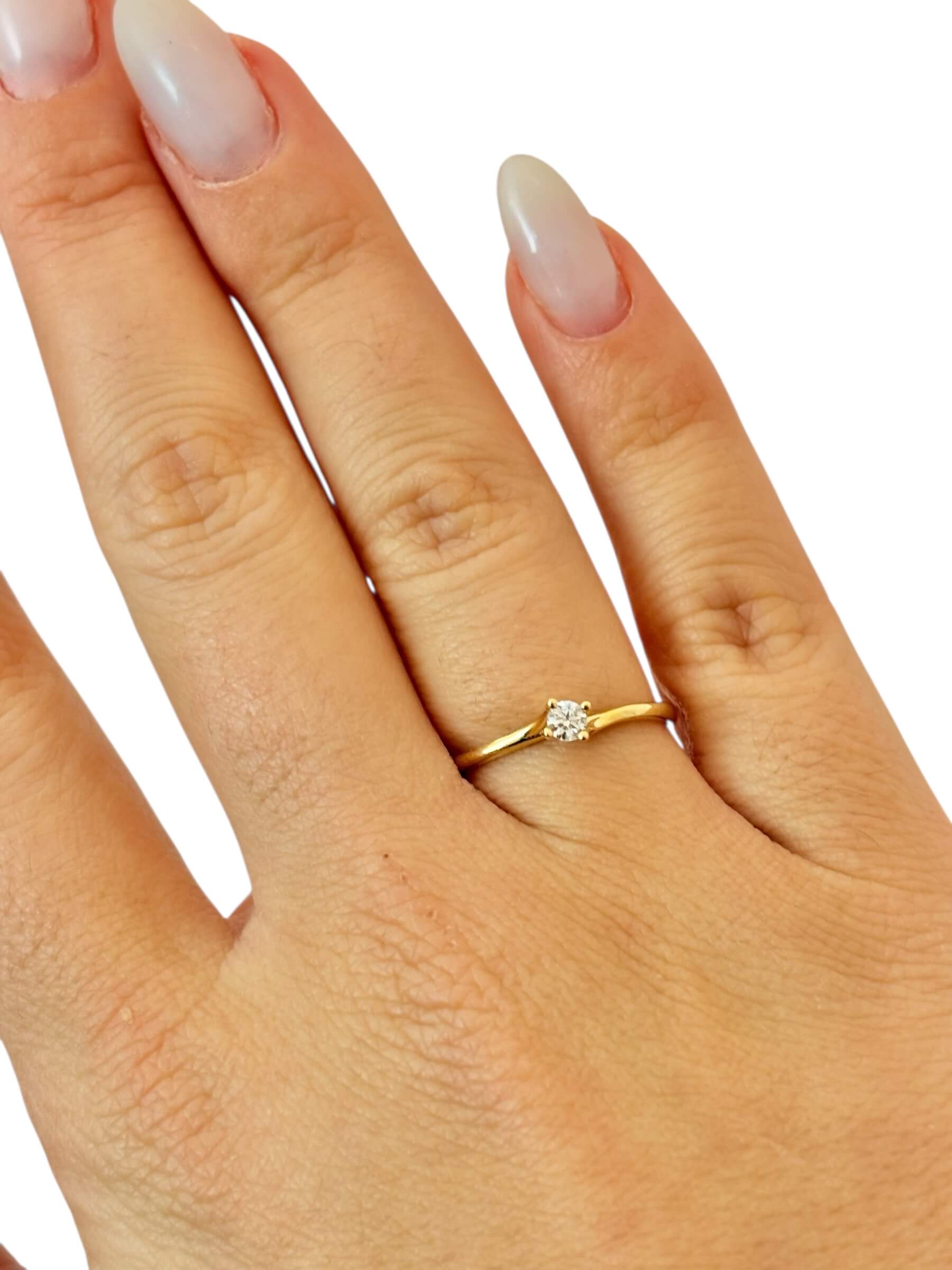 Χρυσό μονόπετρο δαχτυλίδι σε στυλ φλόγα με πέτρα ζιργκόν , κ14 - Image 2