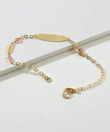 Χρυσή ταυτότητα για νεογέννητο κοριτσάκι με ματάκι-κορωνίτσα , κ9