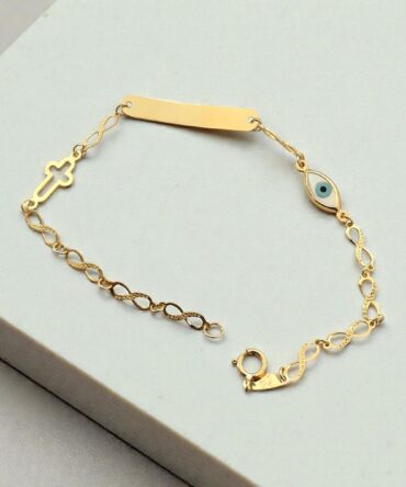 Χρυσή ταυτότητα για νεογέννητο unisex με σταυρουδάκι-ματάκι , κ9