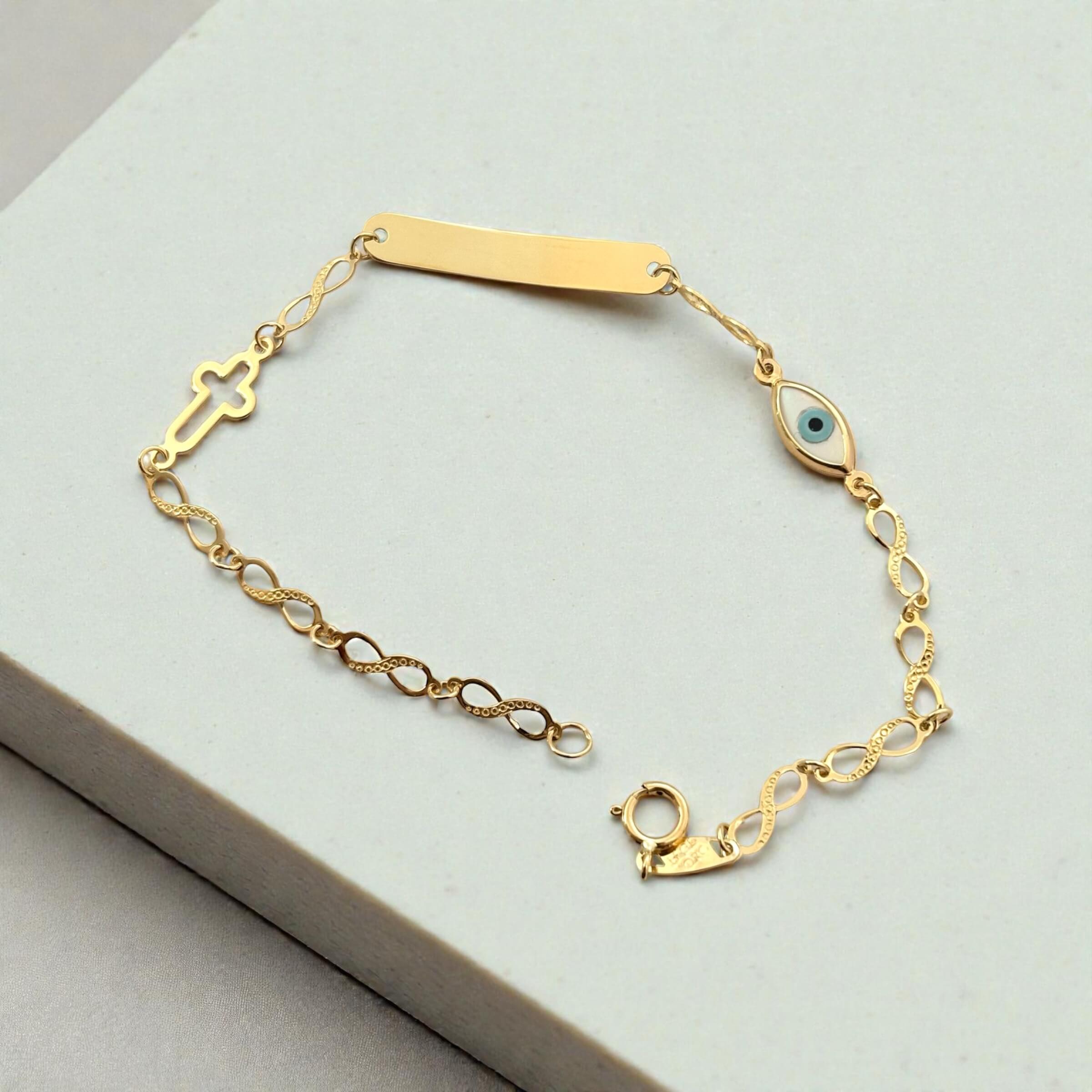 Χρυσή ταυτότητα για νεογέννητο unisex με σταυρουδάκι-ματάκι , κ9