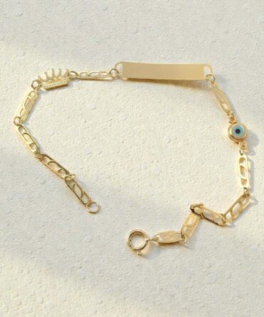 Χρυσή ταυτότητα για νεογέννητο κοριτσάκι με ματάκι-κορωνίτσα , κ9