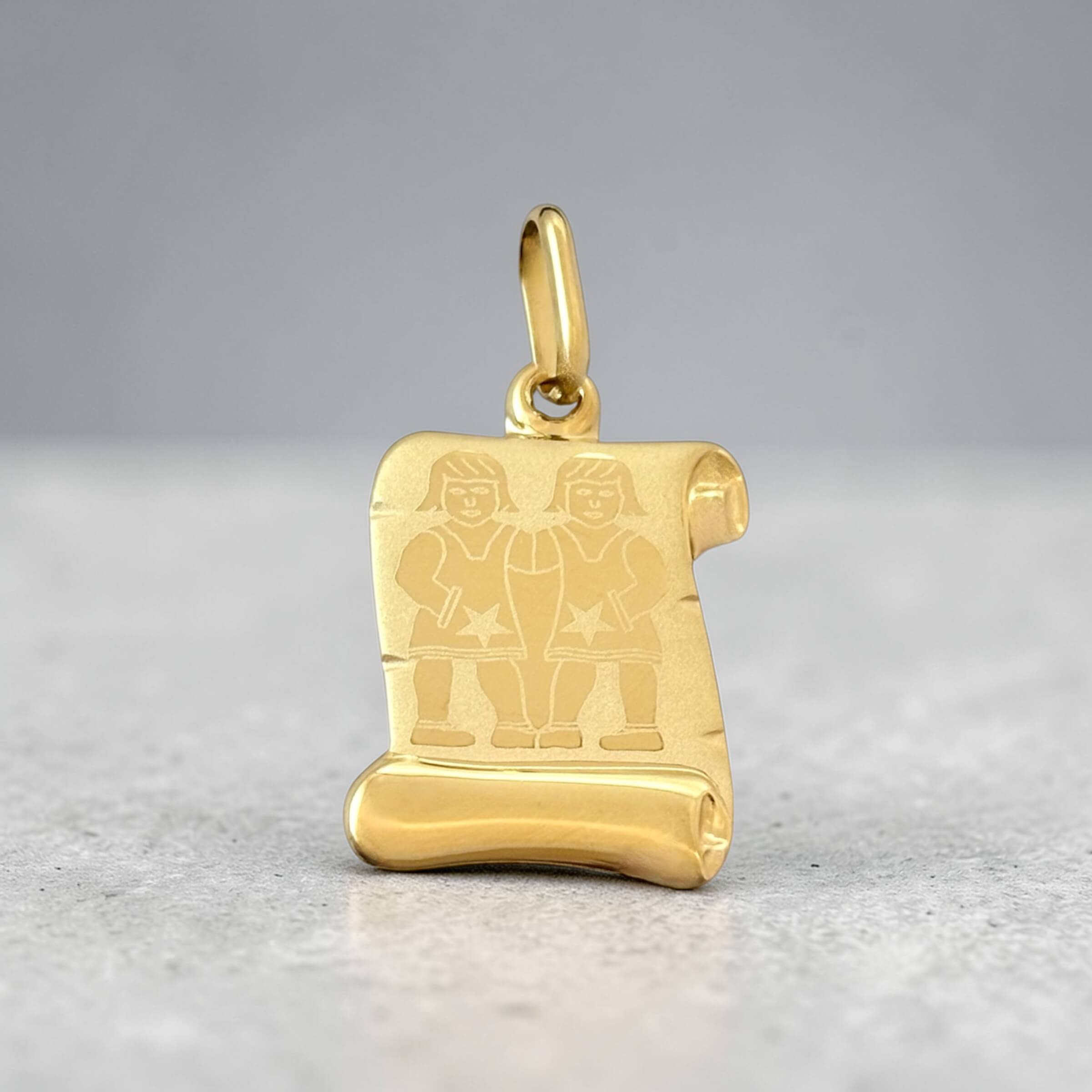 Χρυσό ζώδιο 'Δίδυμος' σε σχήμα πάπυρου για μενταγιόν , κ14