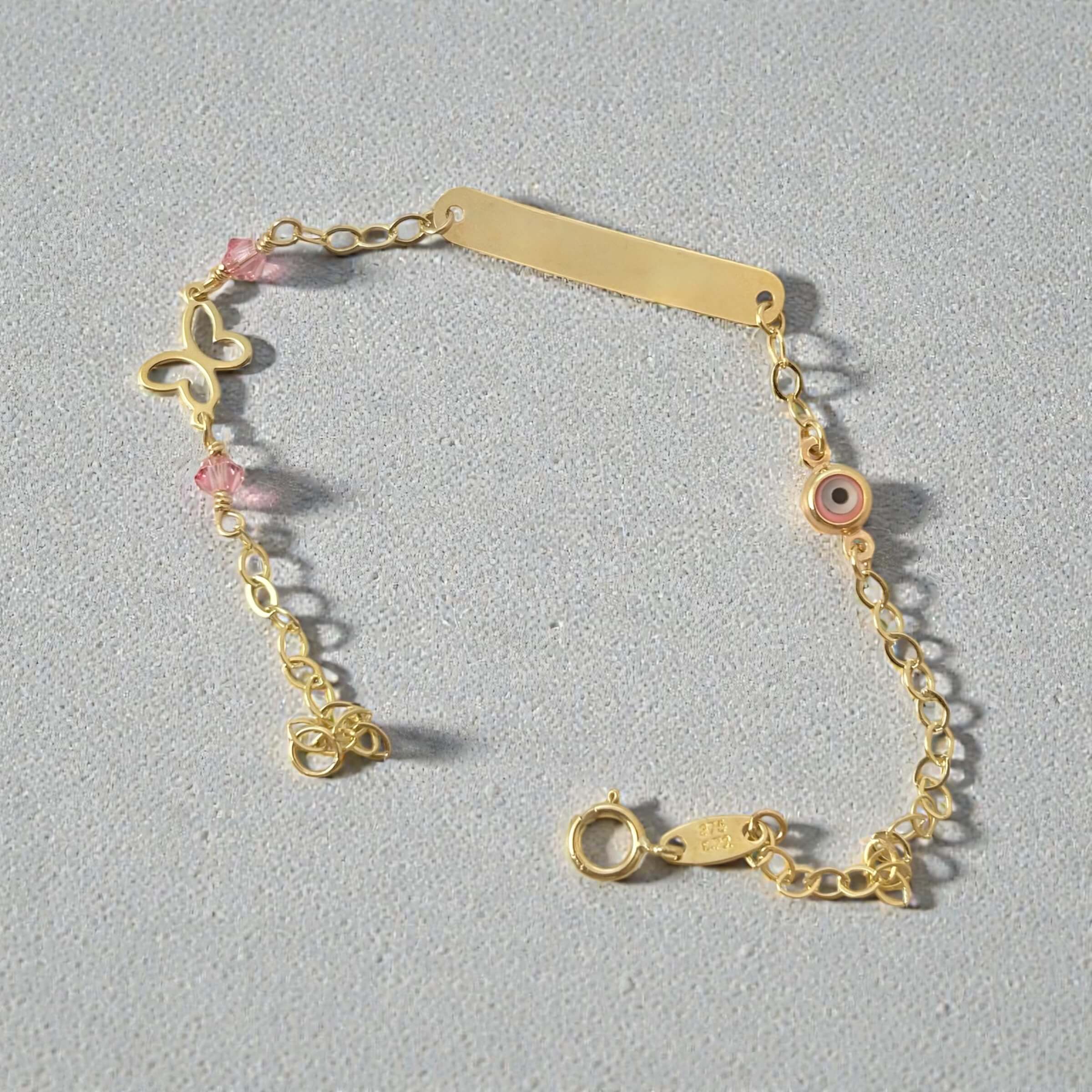 Χρυσή ταυτότητα για νεογέννητο κοριτσάκι με ματάκι-πεταλουδίτσα , κ9