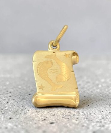 Χρυσό ζώδιο 'Ιχθύς' σε σχήμα πάπυρου για μενταγιόν , κ14