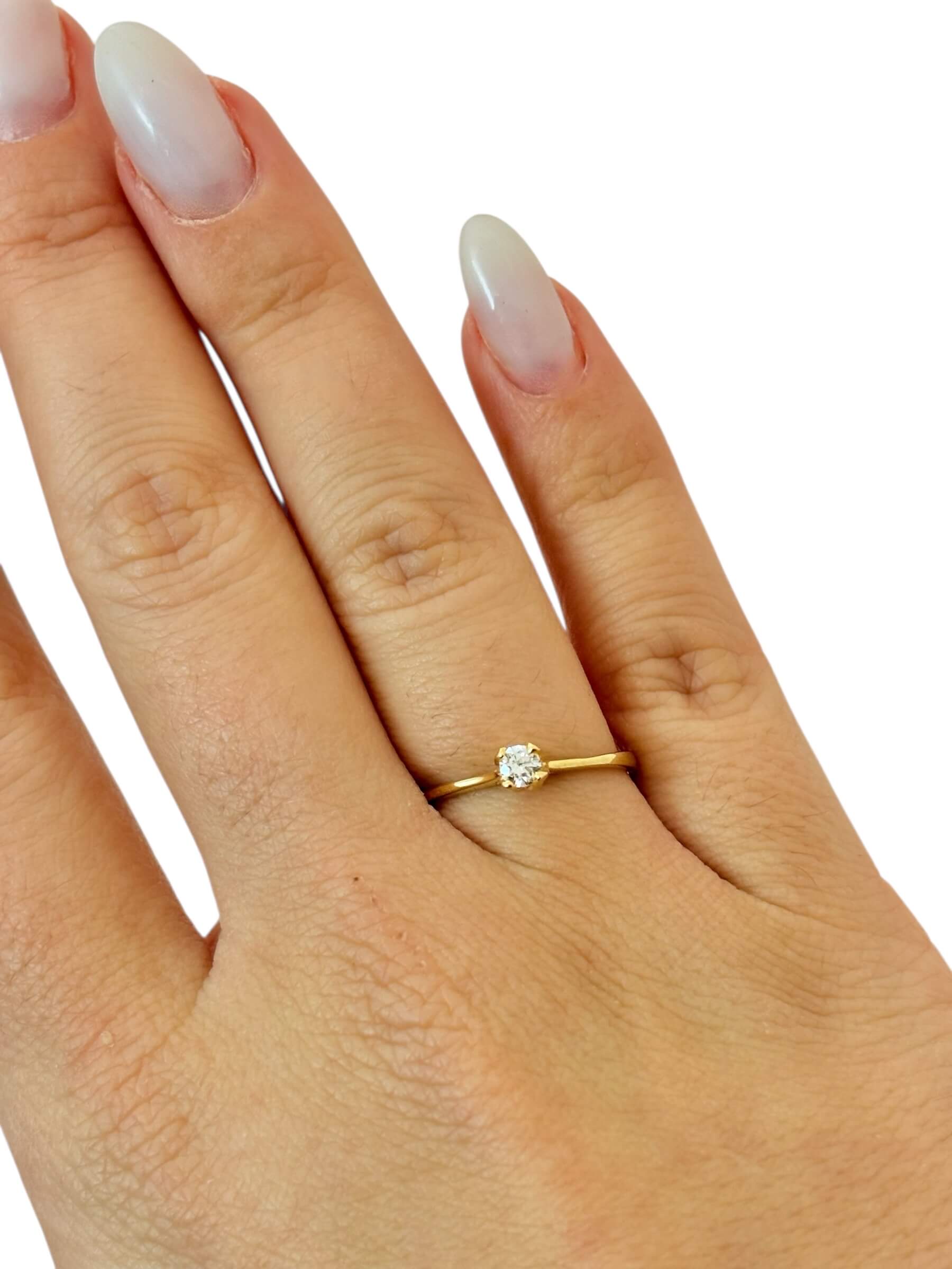 Χρυσό μονόπετρο δαχτυλίδι σε κλασική γραμμή με πέτρα ζιργκόν , κ14 - Image 2