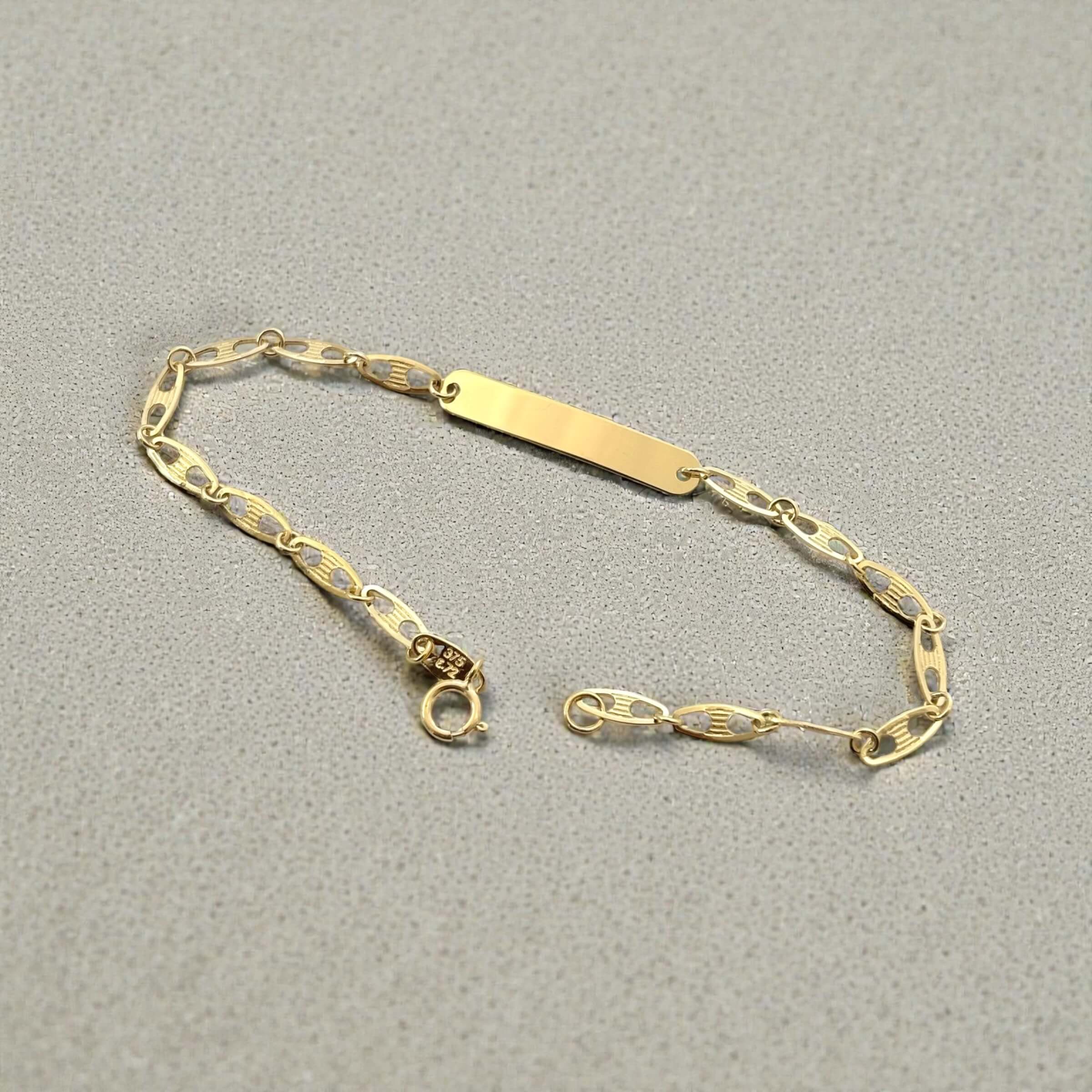 Χρυσή ταυτότητα για νεογέννητο unisex με αλυσιδάκι σχήματος θήτα , κ9