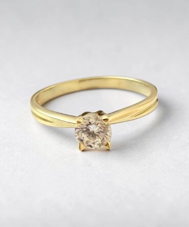 Χρυσό μονόπετρο δαχτυλίδι με πέτρα ζιργκόν  , κ9