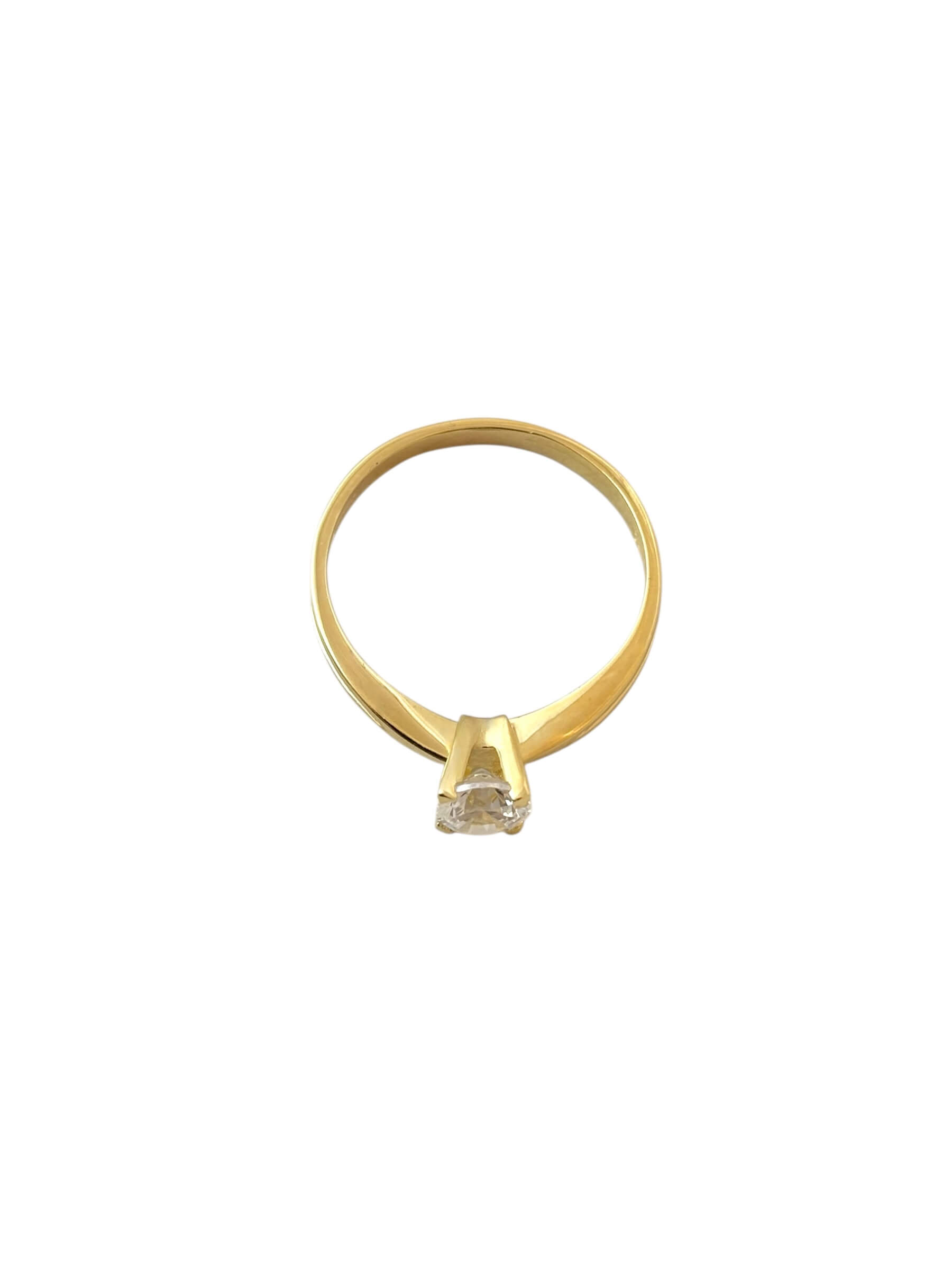 Χρυσό μονόπετρο δαχτυλίδι σε κλασική γραμμή με πέτρα ζιργκόν , κ14 - Image 2