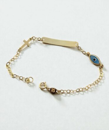 Χρυσή ταυτότητα για νεογέννητο αγοράκι με ματάκι-σταυρουδάκι , κ14